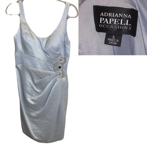 Papell Blue Ruched Backless Mini - Picture 1 of 1